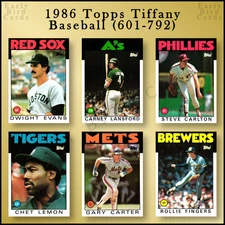 1986 Topps Tiffany Baseball (601-792) / U Pick Cards - Build Set / Buy4+ Save25%