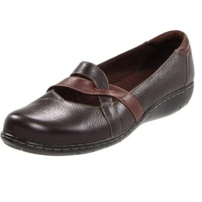 Clarks Womens Sixty Cruise Mary Jane Flat Brown Leather Loafer Shoe Comfy  Size
