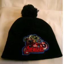 Marvel Avengers Black Beanie Hat with Pom Pom Winter Superhero Fan Gear