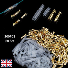 200x Uninsulated Bullet Terminal Wire Electrical Crimp Connectors Male & Female