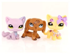 Mini Pet Shop 3x Dachshund #640 Short Hair Cat #1962 1994 Bobble Head Kids Gift
