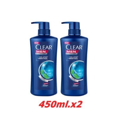 450 ml x2 Pcs New Shampoo Clear Men Anti-Dandruff  Cool Sport Menthol DHL Ship