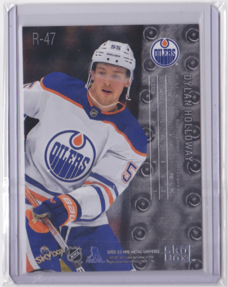 2022-23 NHL METAL UNIVERSE 98-99 RETRO ROOKIE INSERT DYLAN HOLLOWAY #R-47 OILERS - Image 2 of 2