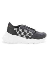 Valentino by Mario Valentino Monogram Leather Low Top Sneakers Black US Size 9