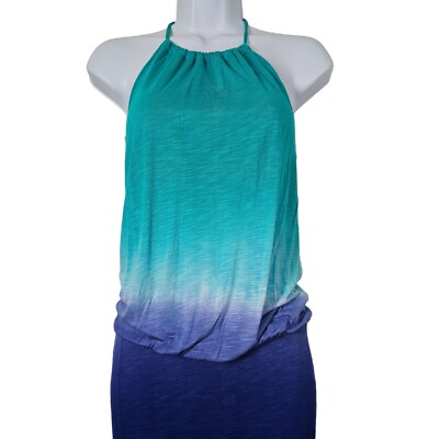 young fabulous and broke halter dress Young Fabulous & Broke Halter Blue Purple White Ombre Maxi Dress XS