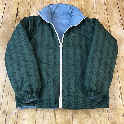 Lacoste Monogram Reversible Quilted Jacket Coat Unisex XS Extra Small BH0399