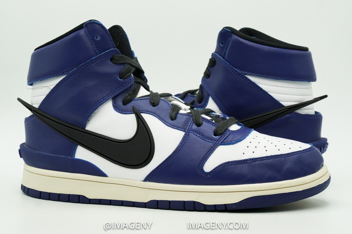 NIKE DUNK HIGH USED SIZE 10.5 AMBUSH DEEP ROYAL BLUE BLACK WHITE