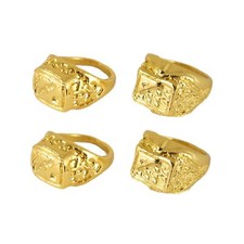 4x Kids Gold Gangster Ring Plastic 80s 90s Pimp Rapper Hip Hop Fancy Accessories