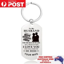 Husband Pendant Keychain Keyring Stainless Steel Engraved Jewellery Xmas Gift