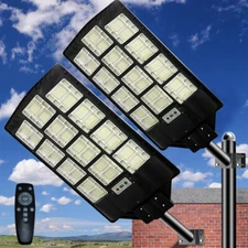 1600W Solar Street Lights Outdoor Garden Yard Backyard Path Flood Lights+Pole US