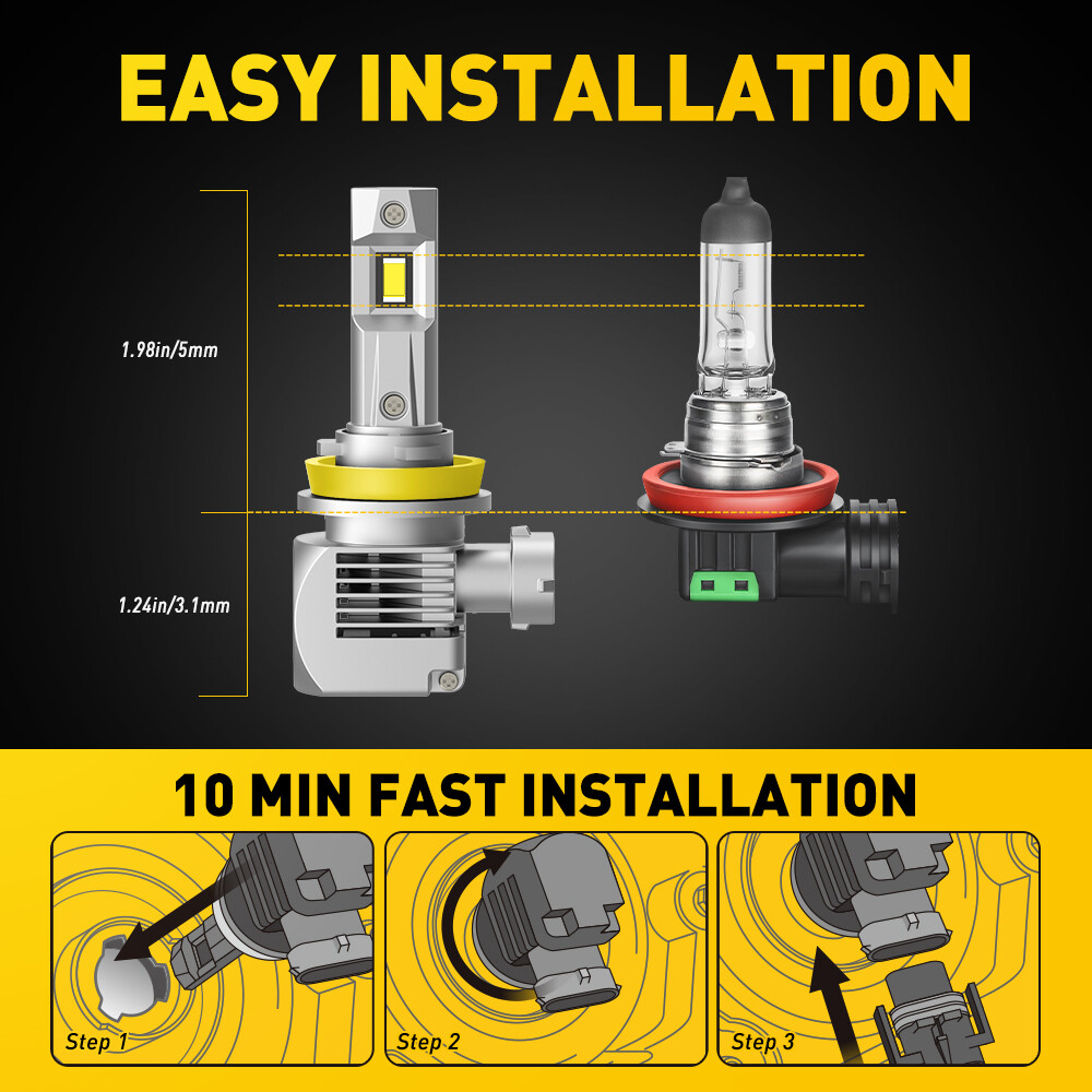Auxito LED Headlight H11 Low Beam Bulb Canbus Kit 30000LM 6000K