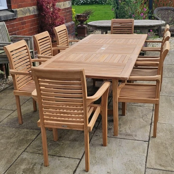 Wooden Garden Furniture Set 8 Seater Garden Table and Chairs Teak Dining Set
