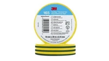 10x PVC Electrical Insulating Tape 19mmx0.15mmx20m Temflex™ 165 green-yellow 3M