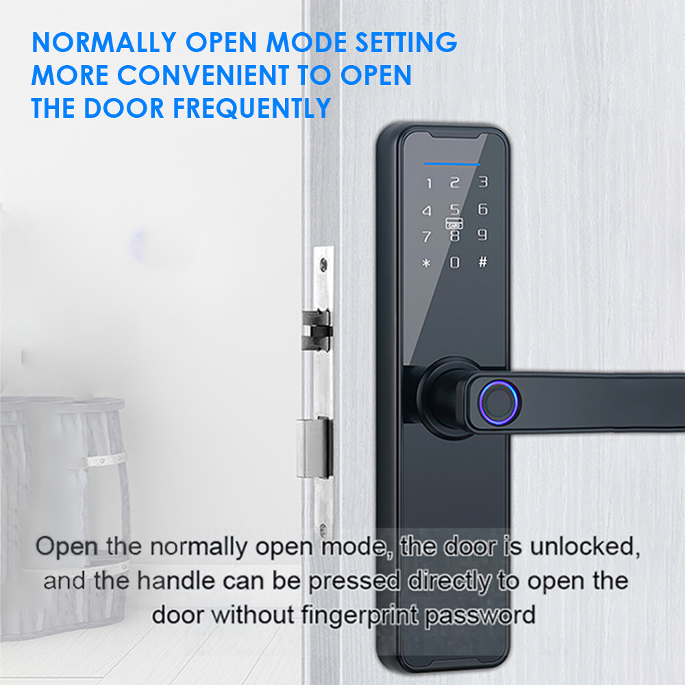 Elektronisches Türschloss, WiFi Touch Smart Türschloss Mit Fingerabdruck, Digitalen Code Türschloss Fingerprint Haustür Schloss Mit Griff, Kompatibel Mit Tuya Smart Lock