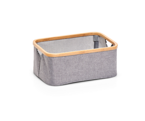 Faltbarer Aufbewahrungskorb Bamboo Grau Ordnung Korb Modern Kiste Box 38 X 18 Cm-image