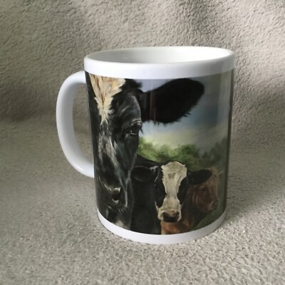 Drei Kühe Malerei Kunst Keramik Kaffeebecher und Geschenkbox 