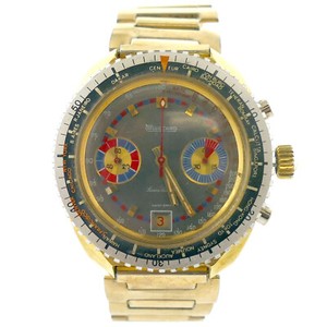 Authentic LUCCARD BY LUCIEN PICCARD CHRONO GOLD PLATED STRETCHBAND WATCH FOR PARTS/REPAIRS