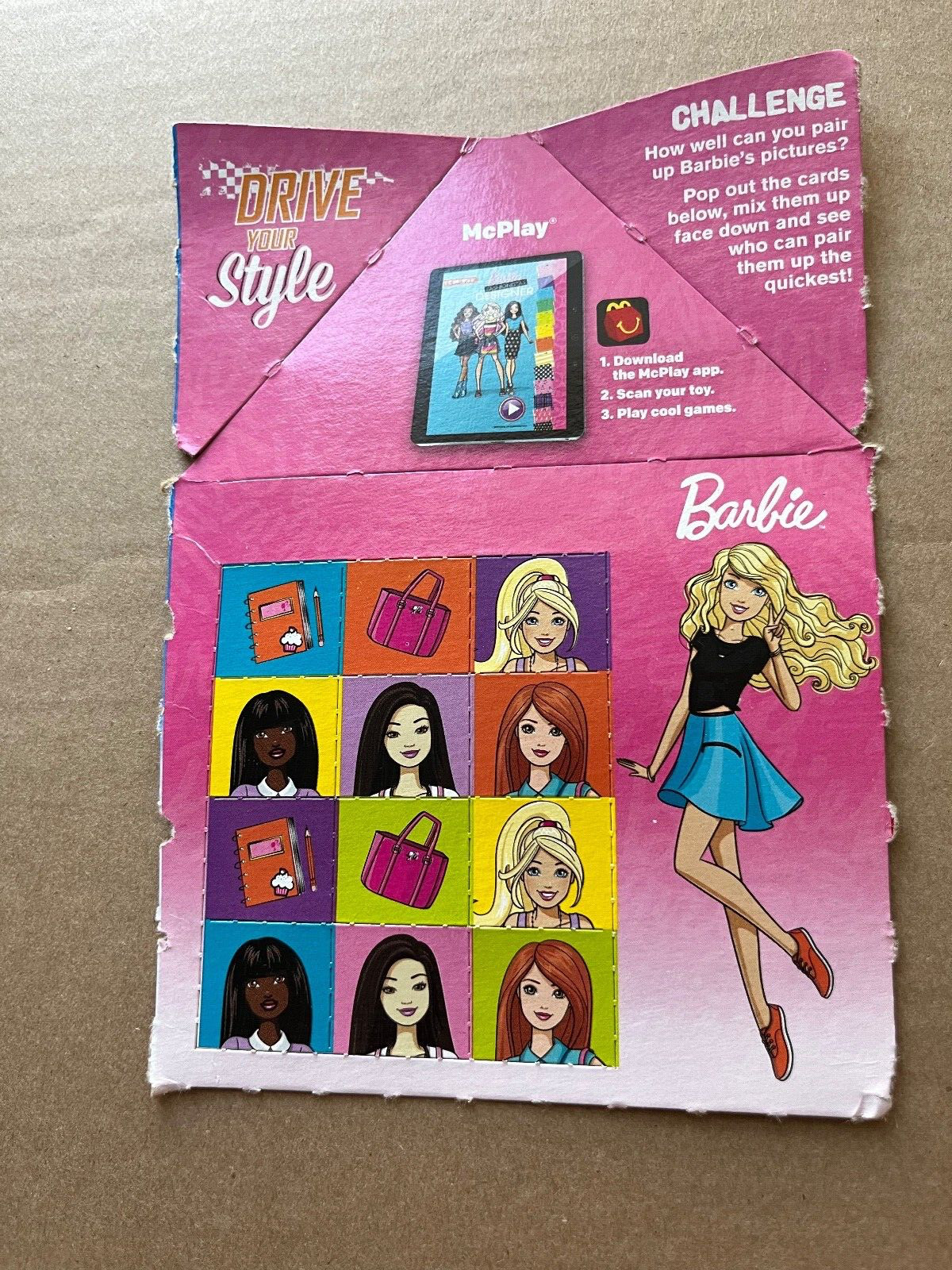 Barbie Charm Bracelet with Stickers Unopened Happy Meal Toy AND Matching Game