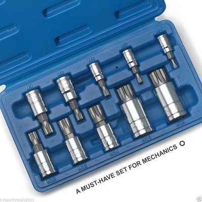 10pc XZN Triple Square Spline Bit socket Set