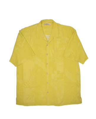 Tommy Bahama Shirt Men Large Silk Floral Loop Collar Button Up Beach Lounge Camp