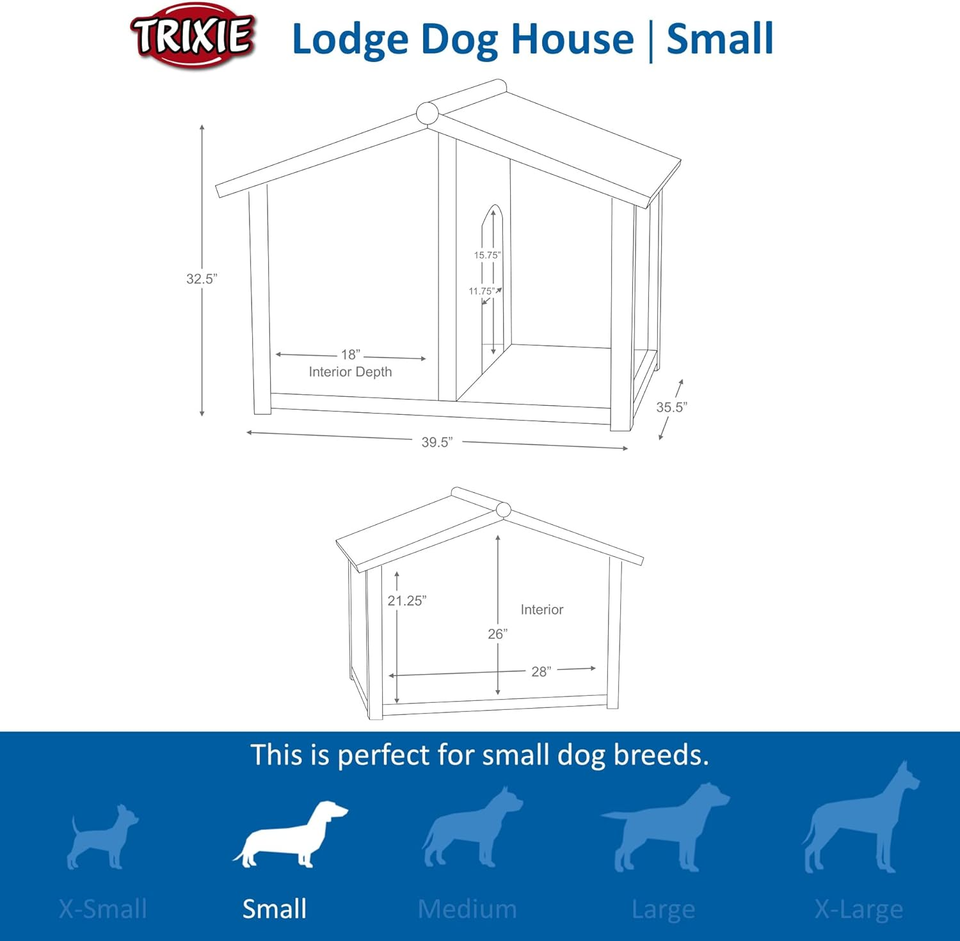 Natura Lodge Dog House, Covered Porch, Hinged Roof, Adjustable Legs, Brown, Smal eBay