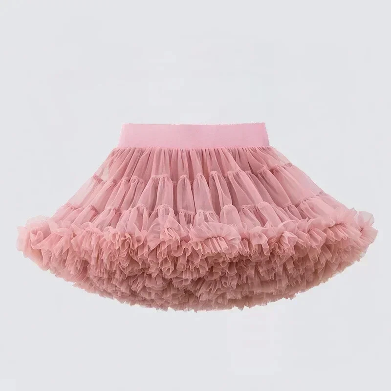 1-8T Falda de Encaje Niñas Esponjosa Gasa Pettiskirt Colores Sólidos Tutú Faldas Niña Foto 4 de 4