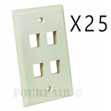 25 Pack Lot Keystone 4 Hole Port Jack Network Wall Face Plate CAT5e CAT6 Almond