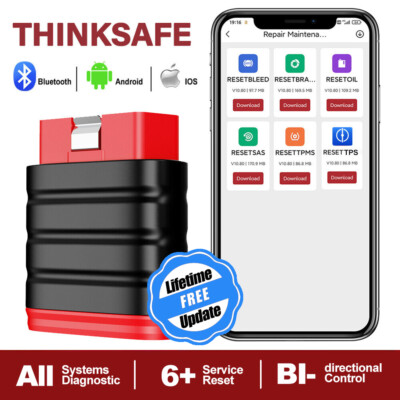 THINKSCAN ThinkSafe OBD2 BT Scanner Car Code Reader All System Diagnostic ABS