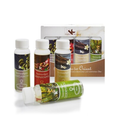 KK Saunaaufguss ''Orient'' Saunakonzentrat Saunaduft 4 x 100 ml Set Geschenk-Box