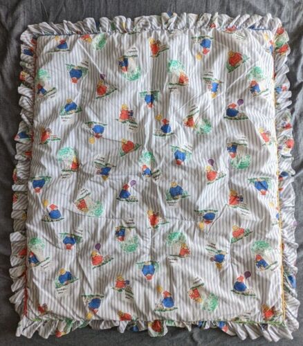 VTG Paddington Bear Nojo Crib Baby Blanket Bear Balloon Pattern Elfe 33" x 39" - Picture 1 of 8