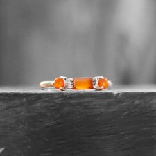 Rectangle Bar Carnelian Ring 925 Sterling Silver Wedding Ring Gift For Her