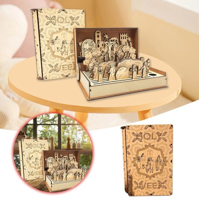 Family Easter Holy Week Gift,Easter Resurrection Scene Decor,Wooden Book Playset