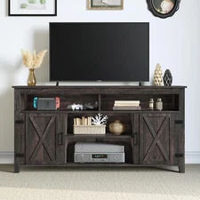 Farmhouse Barn Door TV Stand Entertainment Center Console For 65/60/55 inch TV