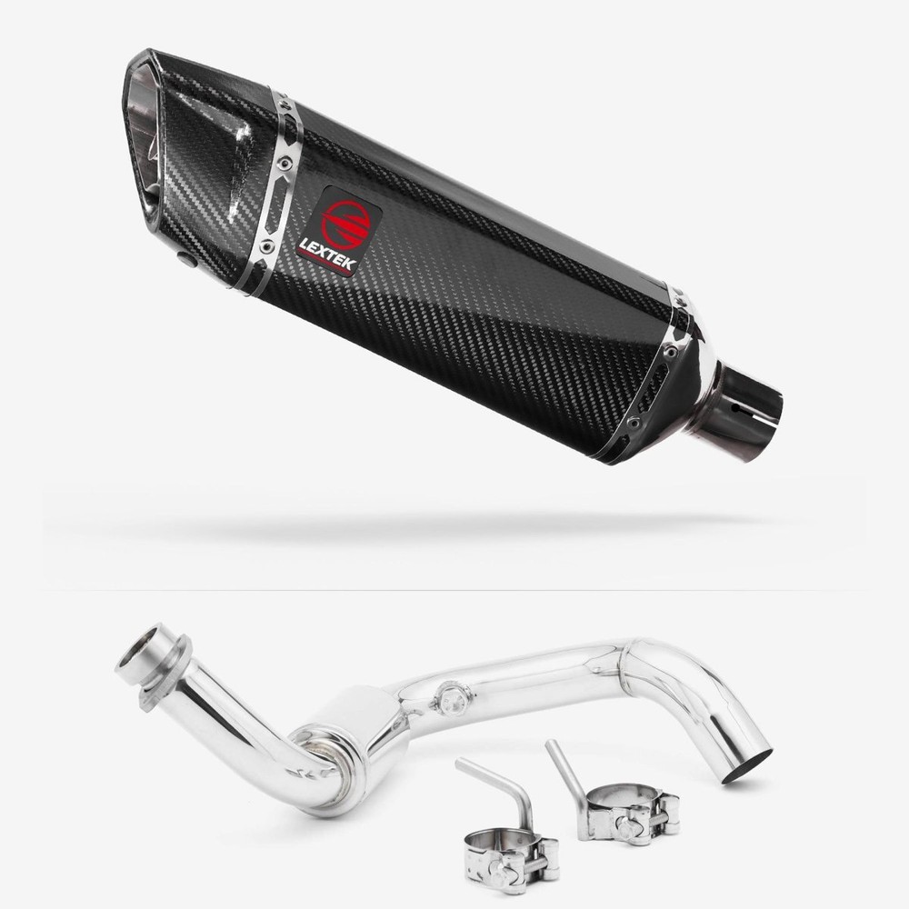 Lextek SP9C Gloss Carbon Fibre Exhaust System 300mm for BMW G310 GS, G310 R NEW