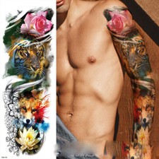 Eagle Tattoo Sticker Tiger Lion Cool Waterproof Full Arm Gun Eye Temporary Body