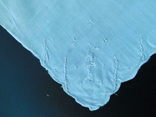 Vintage White Cotton Hankie Silver Embroidery All 4 Corners H458