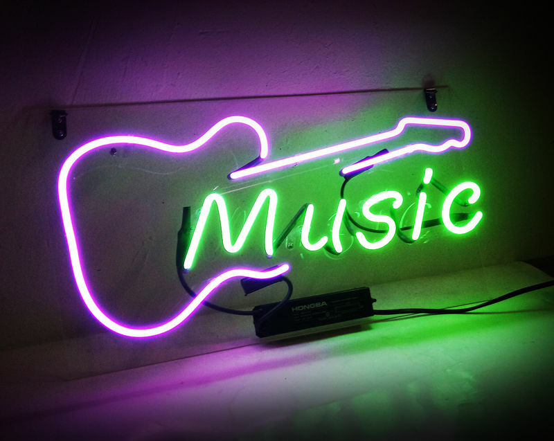 Acoustic Electric Guitar Music Acrylic 14" Neon Light Sign Lamp Glass