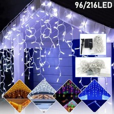 LED Icicle String Lights Window Curtain Starry Fairy Lights Plug in/Solar Power