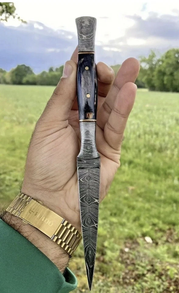 Custom Handmade Damascus Steel Double-edged Hunting Throwing Dagger Knife