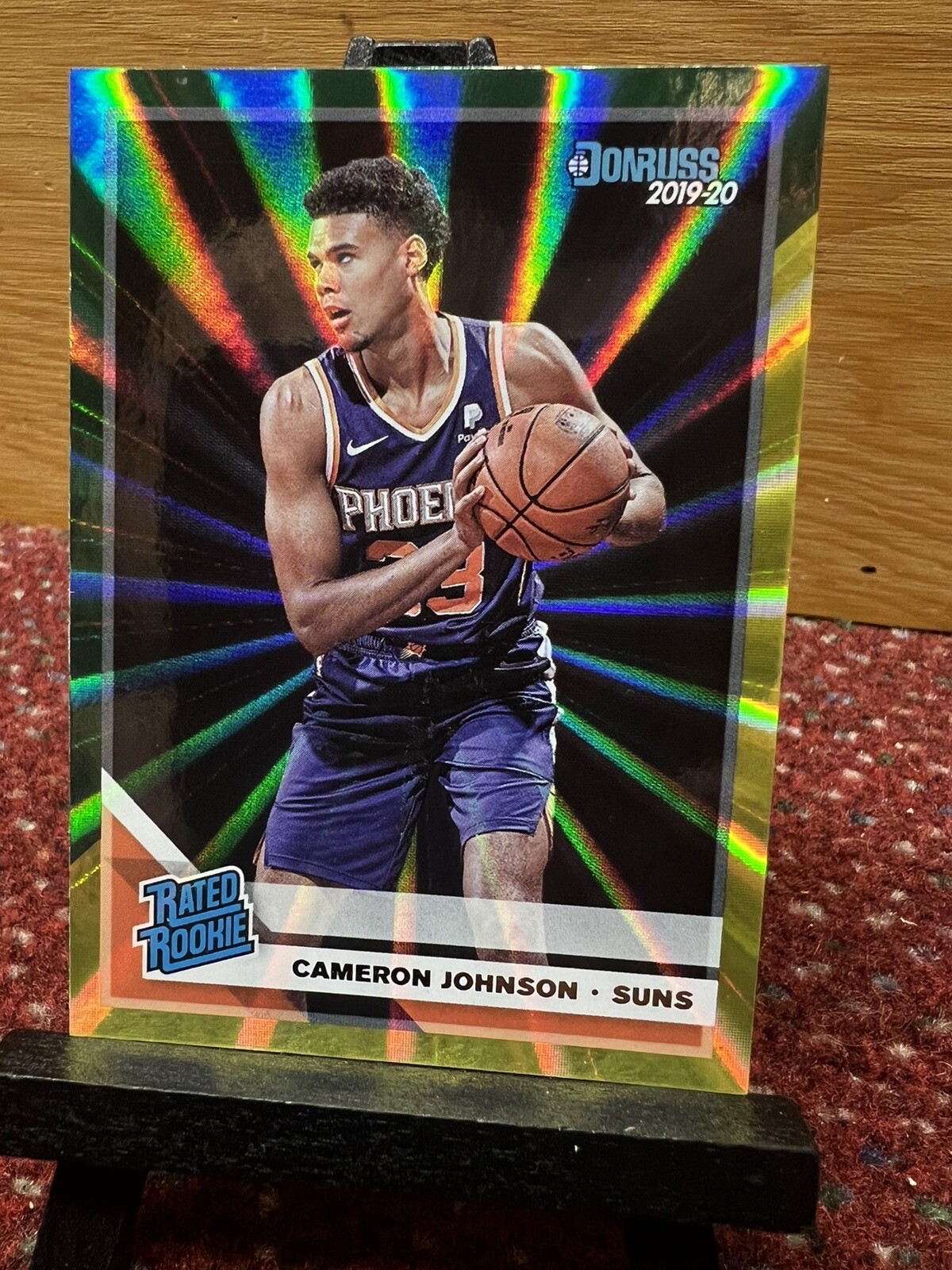 2019 Panini Donruss Rated Holo Green and Yellow Laser Cameron Johnson Rookie RC