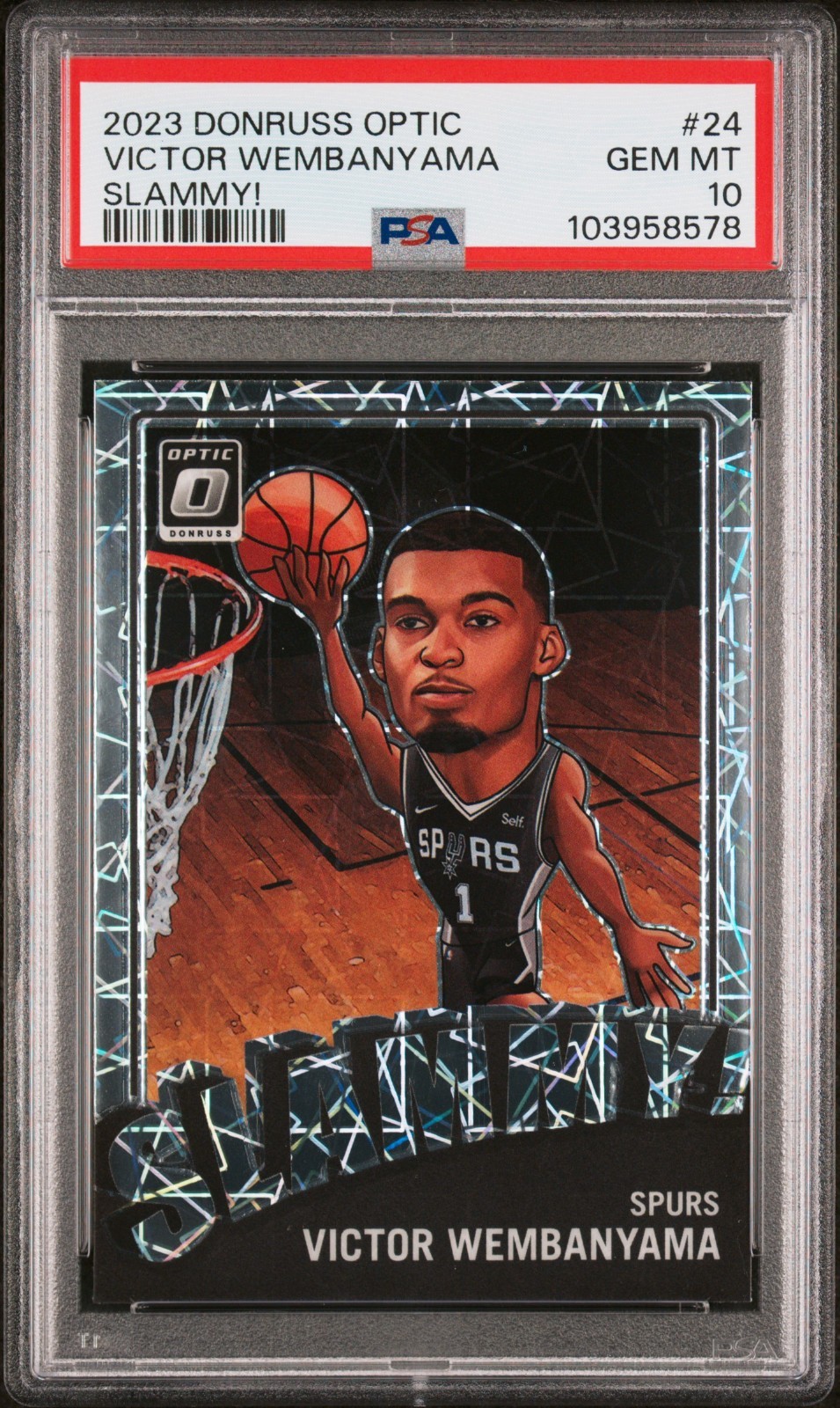 Victor Wembanyama 2023 Panini Donruss Optic Slammy! Case Hit PSA 10 Rookie Spurs