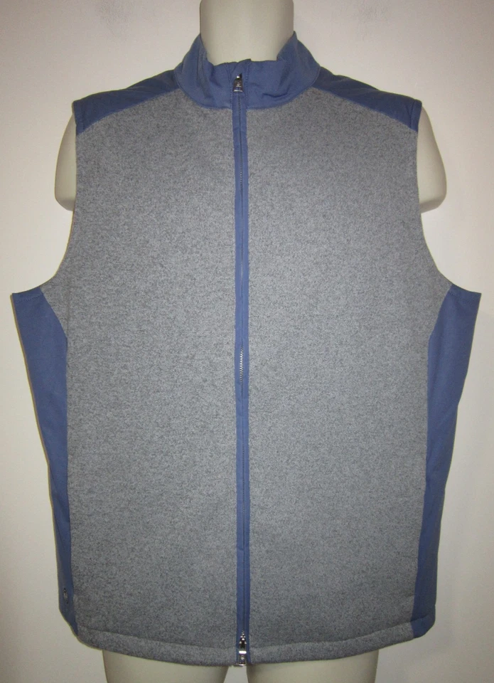 PETER MILLAR Crown Crafted Cambridge Wool Vest Full Zip Blue Grey Sz L $265 - Image 2 of 4