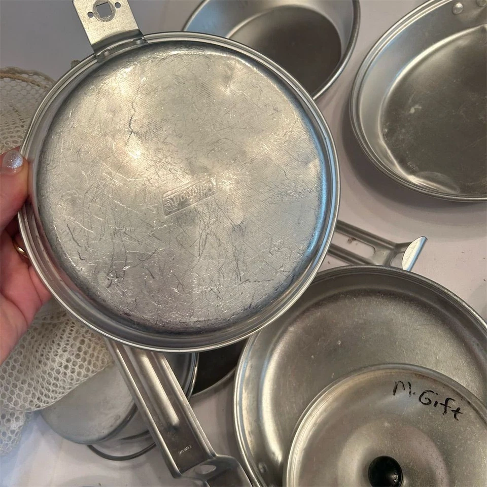 Vintage Coleman Aluminum Camping Cookware Mesh Kits 3 Sets W/ Mesh Laundry Bag - Image 3 of 4