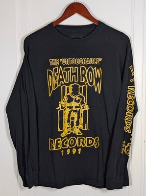 Death Row Records Shirt Men's Medium Black Yellow Long Sleeve Tee Street Wear