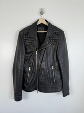 All Saints Lederjacke XXL Herren Schwarz 2XL Biker Bomber Celebrity Moto Kana