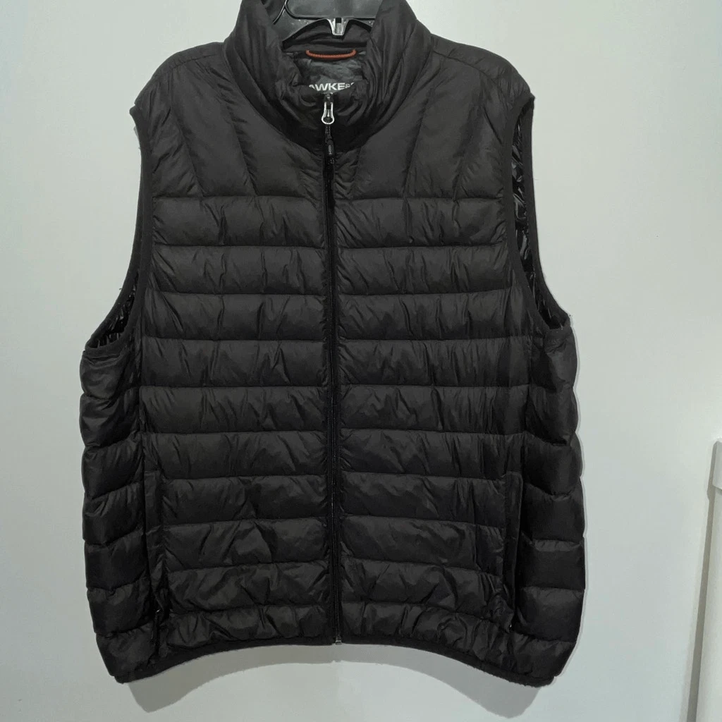 Hawke & Co Men's Black Performance Packable Full Zip Down Puffer Vest Size XL