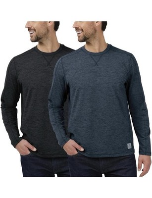 Rugged Elements Men's 2 Pack Sueded Long Sleeve Crew Tee Shirts Small Black/Blue