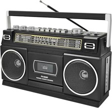 Cassette Player Boombox with Bluetooth, AM/FM/SW Radio Record to USB, Black
