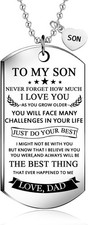To my Son Dog Tag Necklace from dad best wish son never forget...