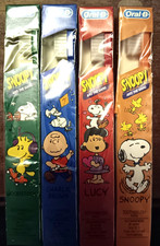 Vtg Rare Peanuts 4 Toothbrush Set 1981 Snoopy, Lucy, Woodstock, Charlie Brown